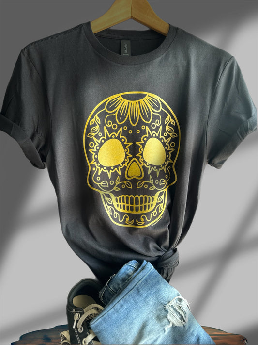 Día de los Muertos Sugar Skull Gold T-shirt