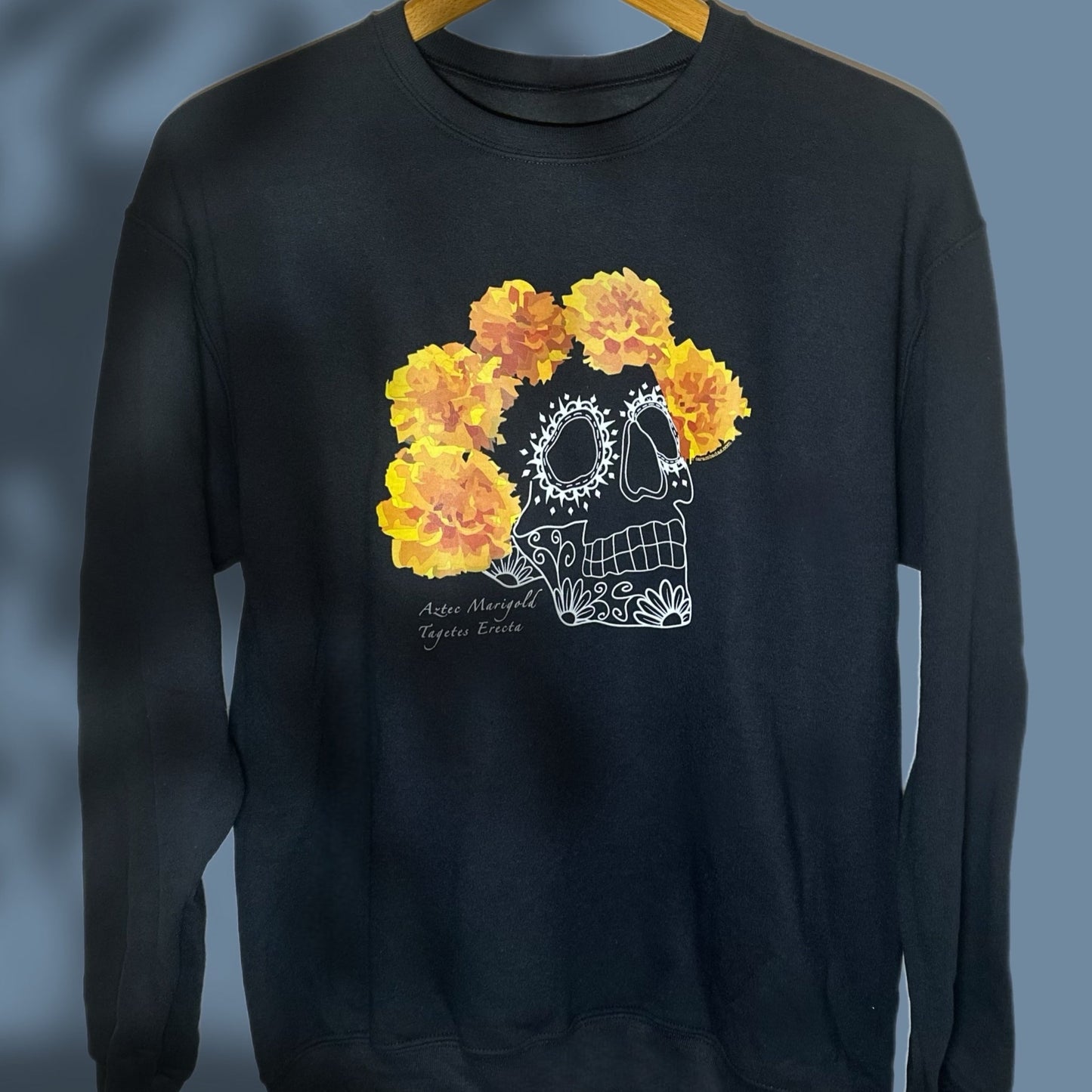 Día de los Muertos Marigold Sugar Skull Crewneck Sweatshirt